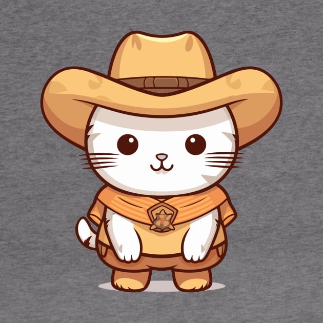 Kawaii Cute Cat with a Cowboy Hat by TeeCraftsGirl